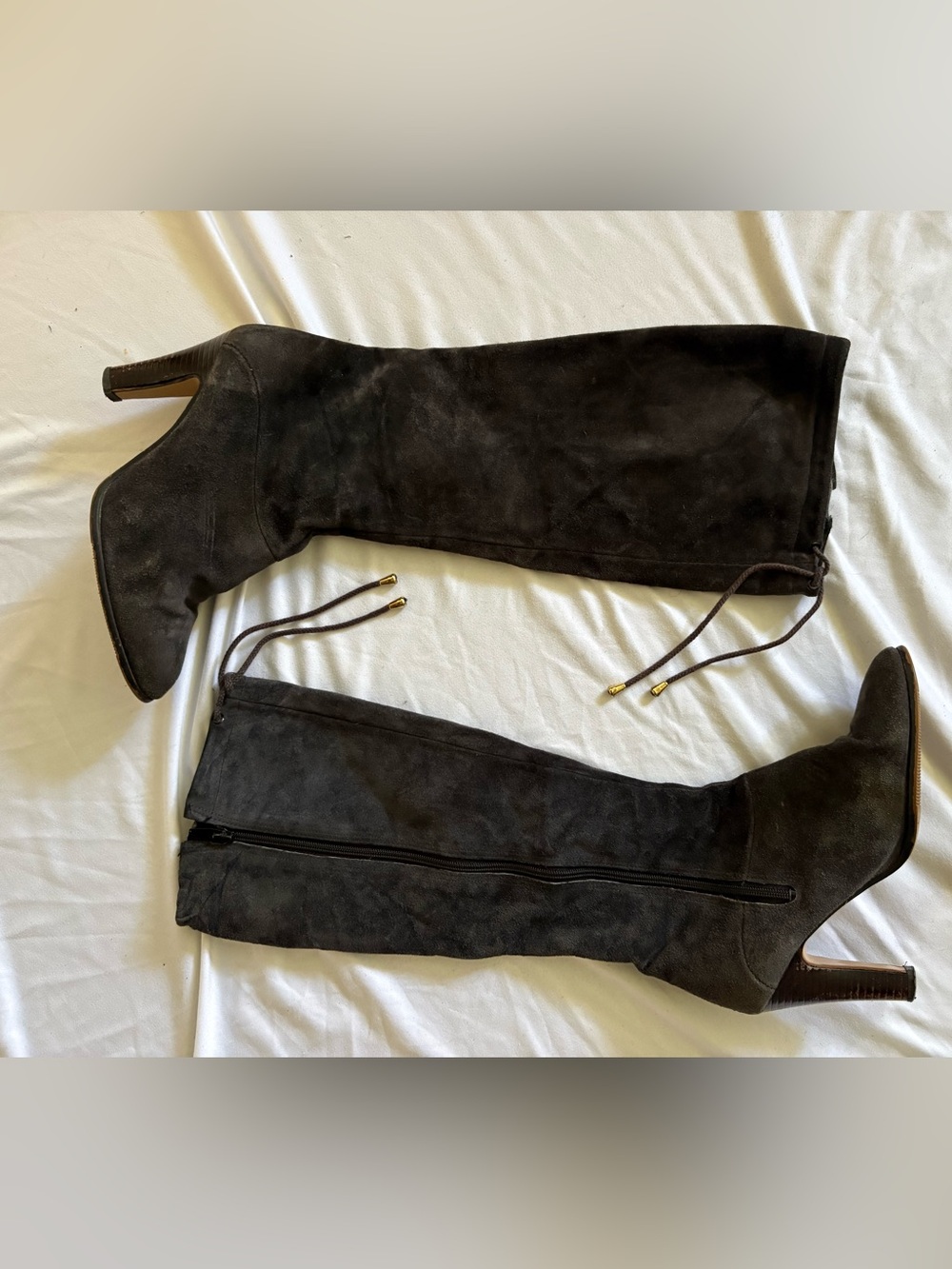Sam Edelman Black Suede leather Lace-Up Knee-High Boots
